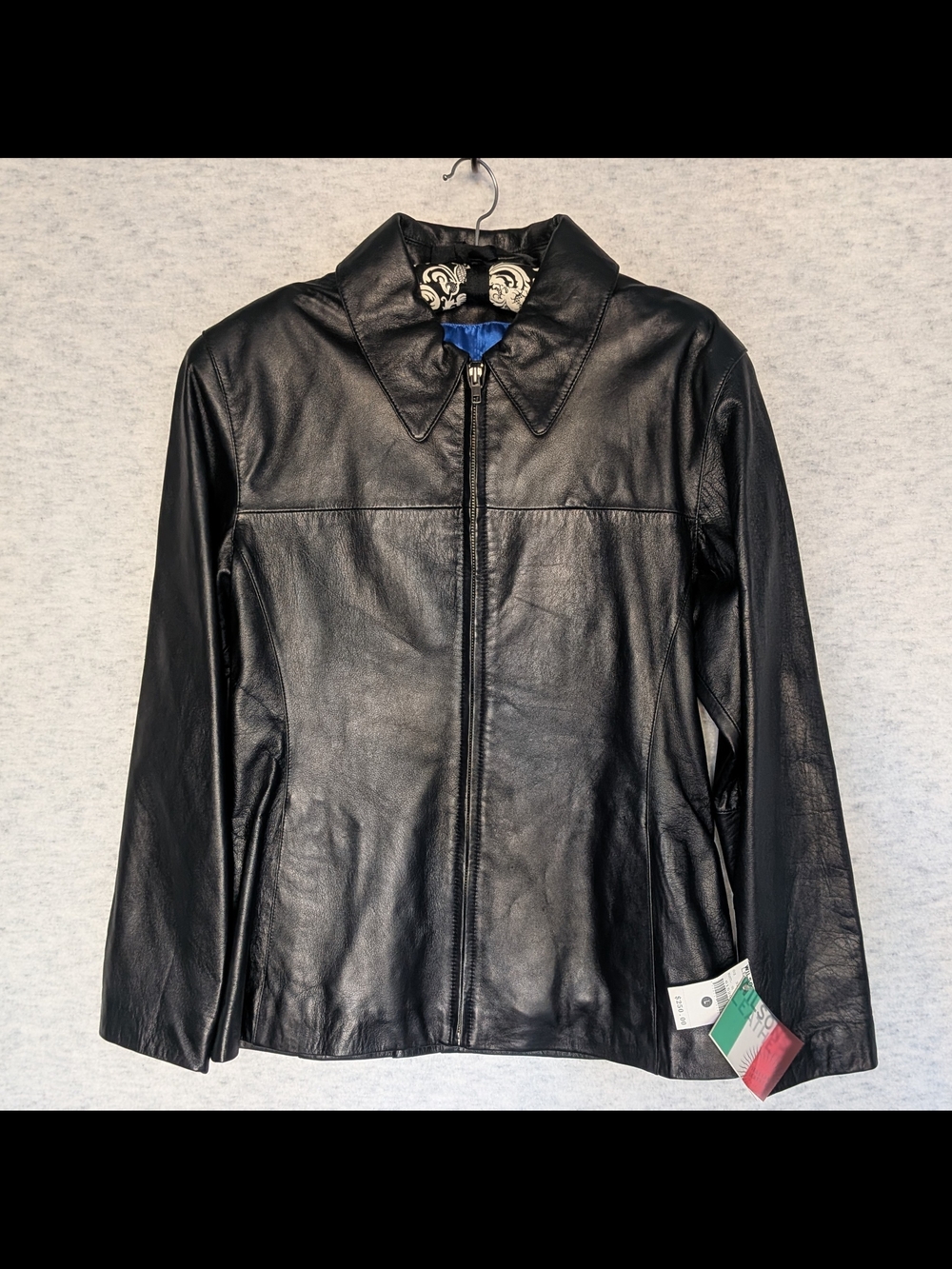 NWT Vtg Wilsons Leather Maxima Black Jacket Sz L Deadstock Y2K 90s Cobalt Lining - Picture 2 of 15